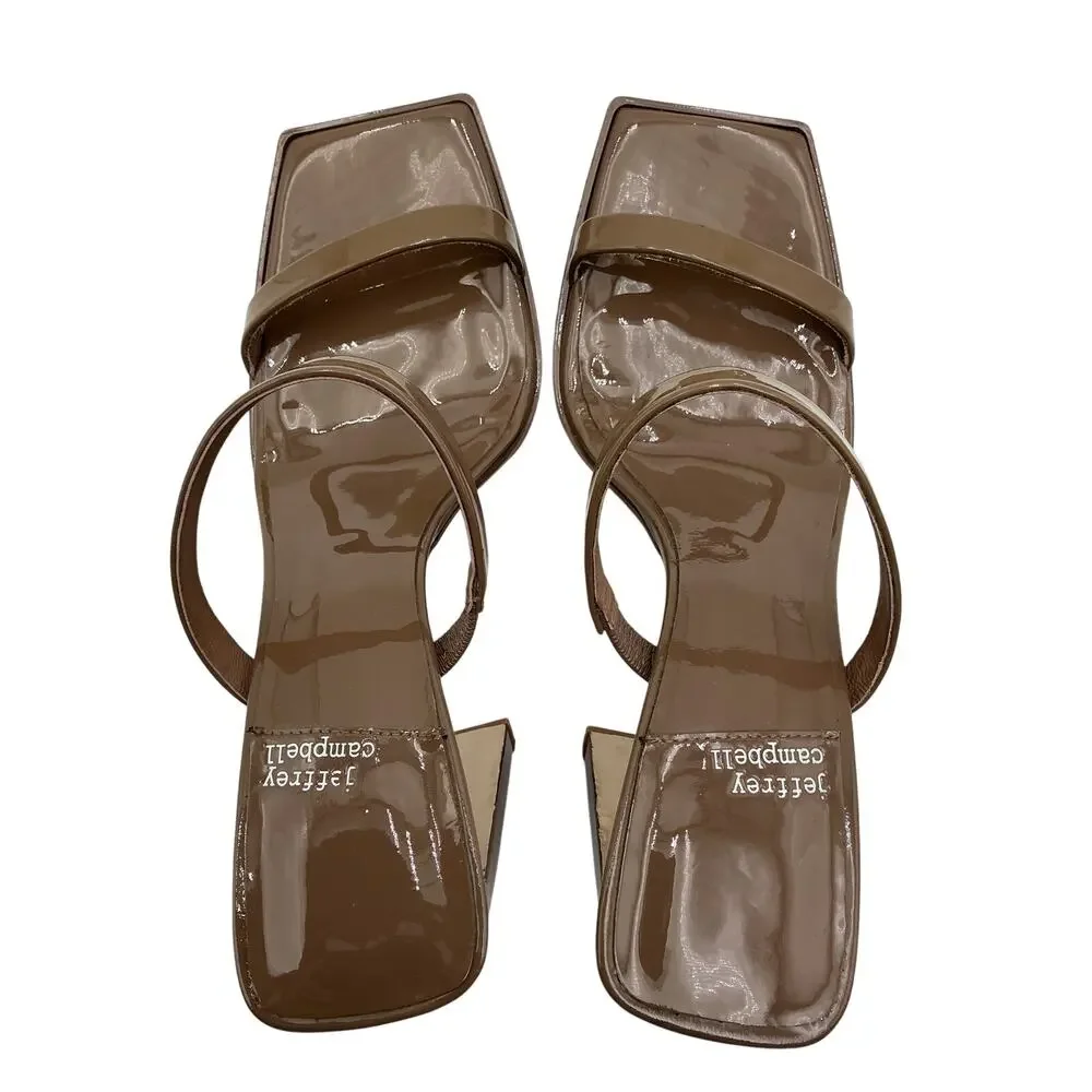 Jeffrey Campbell Glossy Tan Hustler Sandal Size 8 - Picture 4 of 6